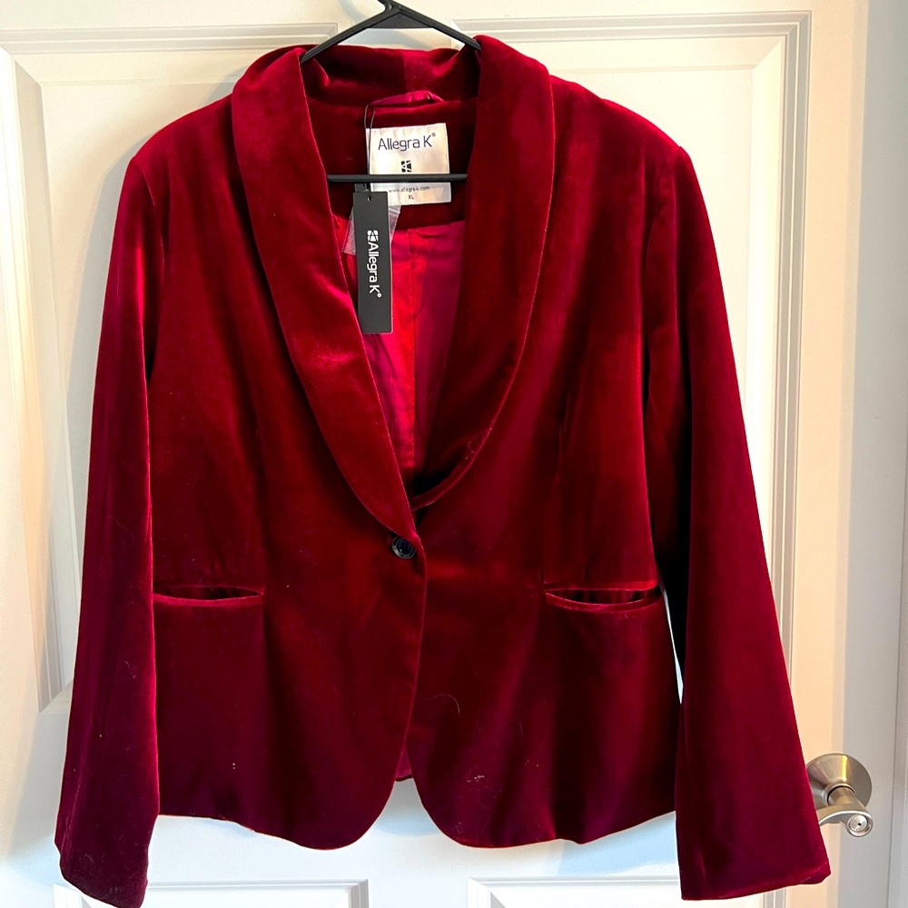 NWT Deep Burgundy Velvet Blazer
